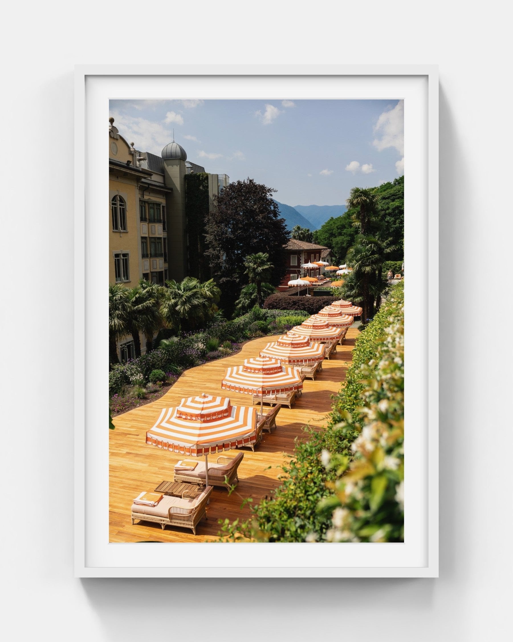 Lake Como Lounging Large White Framed